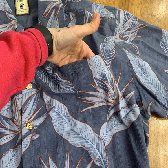 VTG Hawaiian Shirt Mens Size XXL Blue Floral 100% Silk Tropical Beach Vacay Dad - Picture 6 of 7